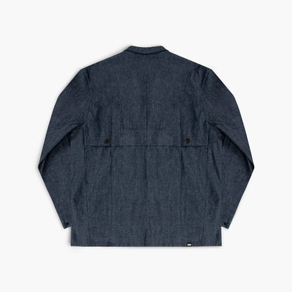 back view of ciele athletics CCJacket unisex running jacket from the Lifestyle Edition collection, in denim indigo color