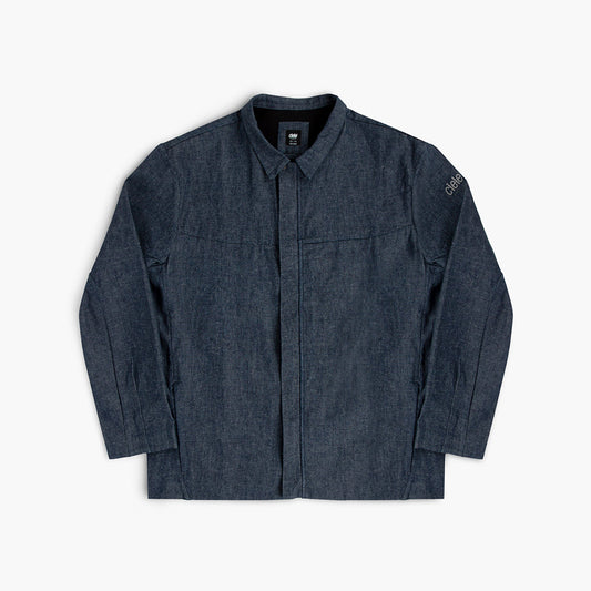 front view of ciele athletics CCJacket unisex running jacket from the Lifestyle Edition collection, in denim indigo color