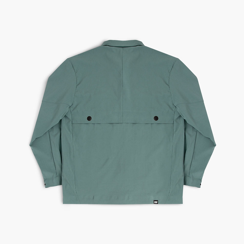 back view of ciele athletics CCJacket unisex running jacket from the Lifestyle Edition collection, in silver pine color