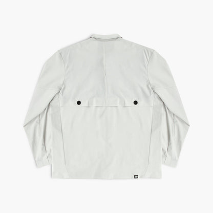 back view of ciele athletics CCJacket unisex running jacket from the Lifestyle Edition collection, in light grey color