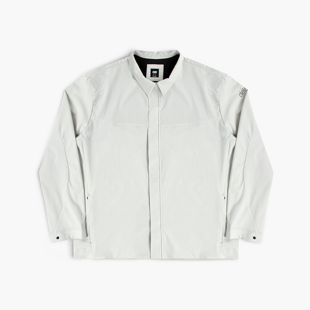 front view of ciele athletics CCJacket unisex running jacket from the Lifestyle Edition collection, in light grey color