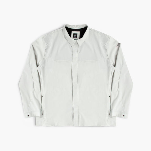 front view of ciele athletics CCJacket unisex running jacket from the Lifestyle Edition collection, in light grey color