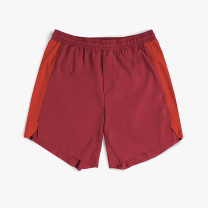 front view of ciele athletics TRNShort 7 inch linerless short in merlot color