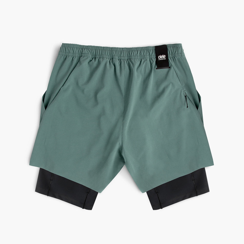 back view of ciele athletics WRKShort unisex running and technical short from the Lifestyle Edition collection, in silver pine color