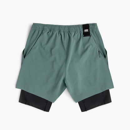 back view of ciele athletics WRKShort unisex running and technical short from the Lifestyle Edition collection, in silver pine color