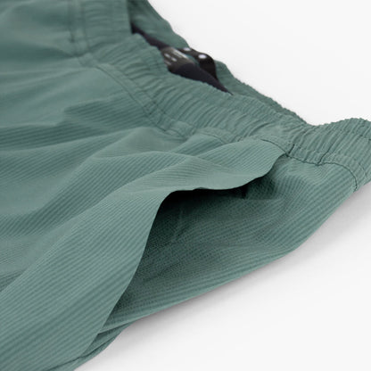 detail view of side pocket of the ciele athletics WRKShort unisex running and technical short from the Lifestyle Edition collection, in silver pine color