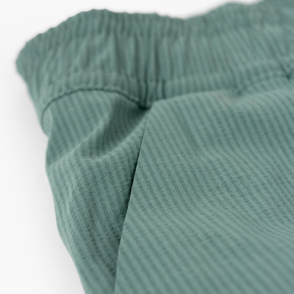 detail view of waistband fabric of the ciele athletics WRKShort unisex running and technical short from the Lifestyle Edition collection, in silver pine color