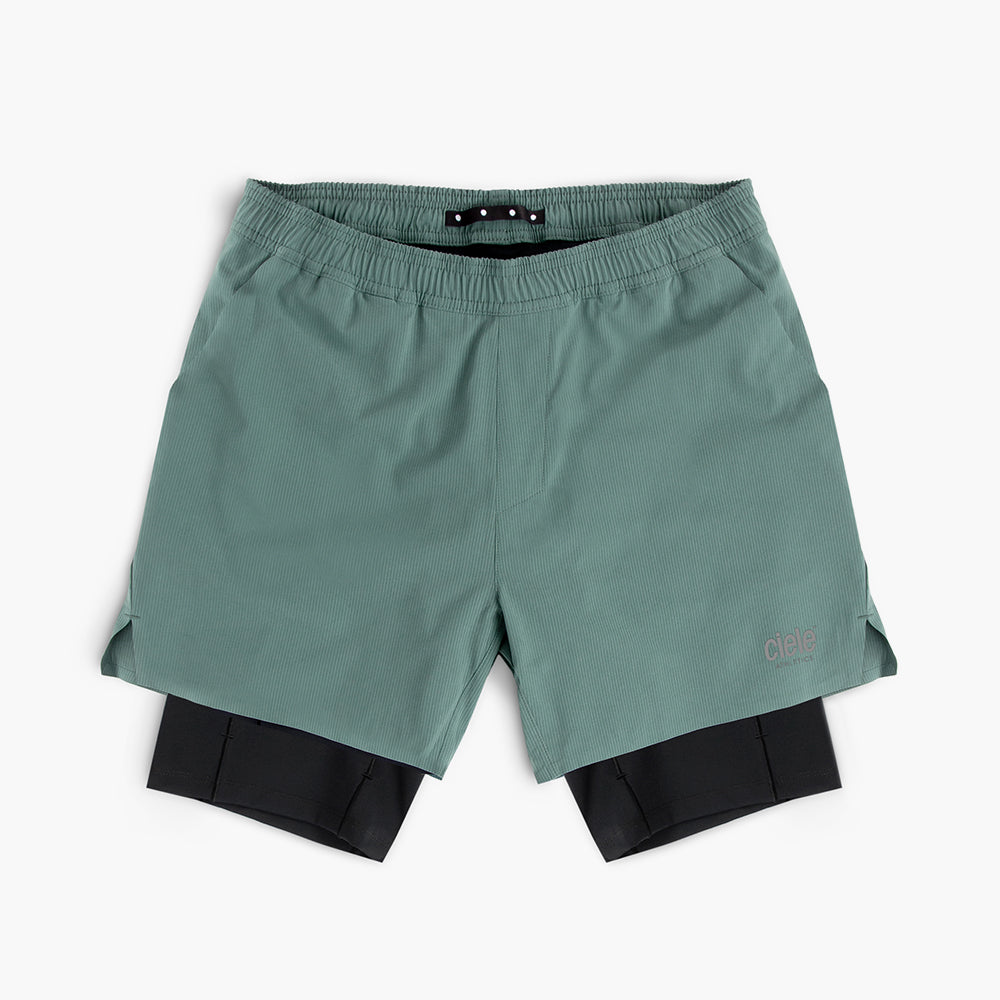 front view of ciele athletics WRKShort unisex running and technical short from the Lifestyle Edition collection, in silver pine color