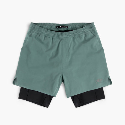 front view of ciele athletics WRKShort unisex running and technical short from the Lifestyle Edition collection, in silver pine color