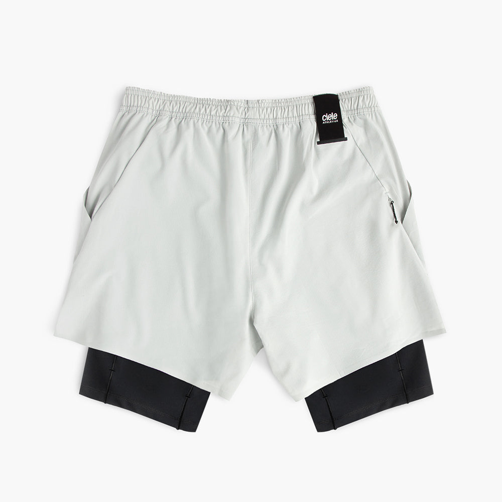 back view of ciele athletics WRKShort unisex running and technical short from the Lifestyle Edition collection, in light grey color