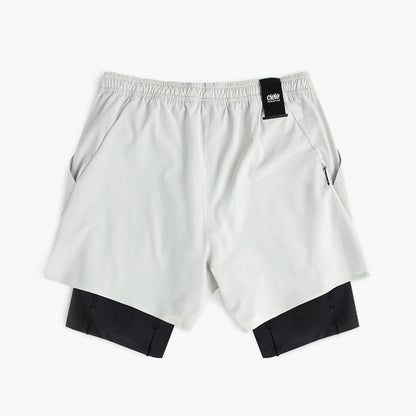 back view of ciele athletics WRKShort unisex running and technical short from the Lifestyle Edition collection, in light grey color
