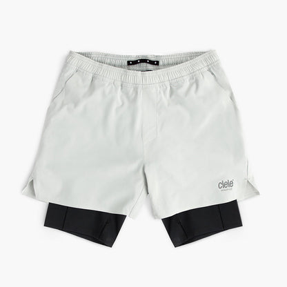 front view of ciele athletics WRKShort unisex running and technical short from the Lifestyle Edition collection, in light grey color