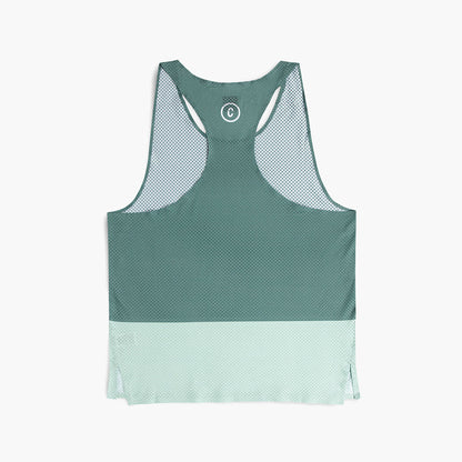 back view of the ciele athletics lightweight, race ready and performance driven singlet named RDSinglet in turquoise color from the lifetime edition