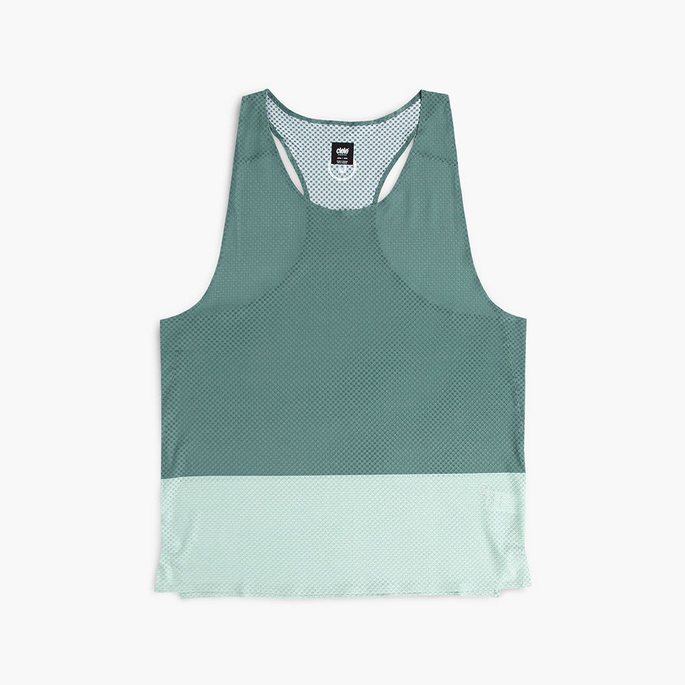 front view of the ciele athletics lightweight, race ready and performance driven singlet named RDSinglet in turquoise color, from the lifetime edition