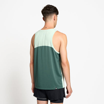 back view of ciele athletics DLYTSinglet lightweight and performance driven singlet in dusty turquoise on a model