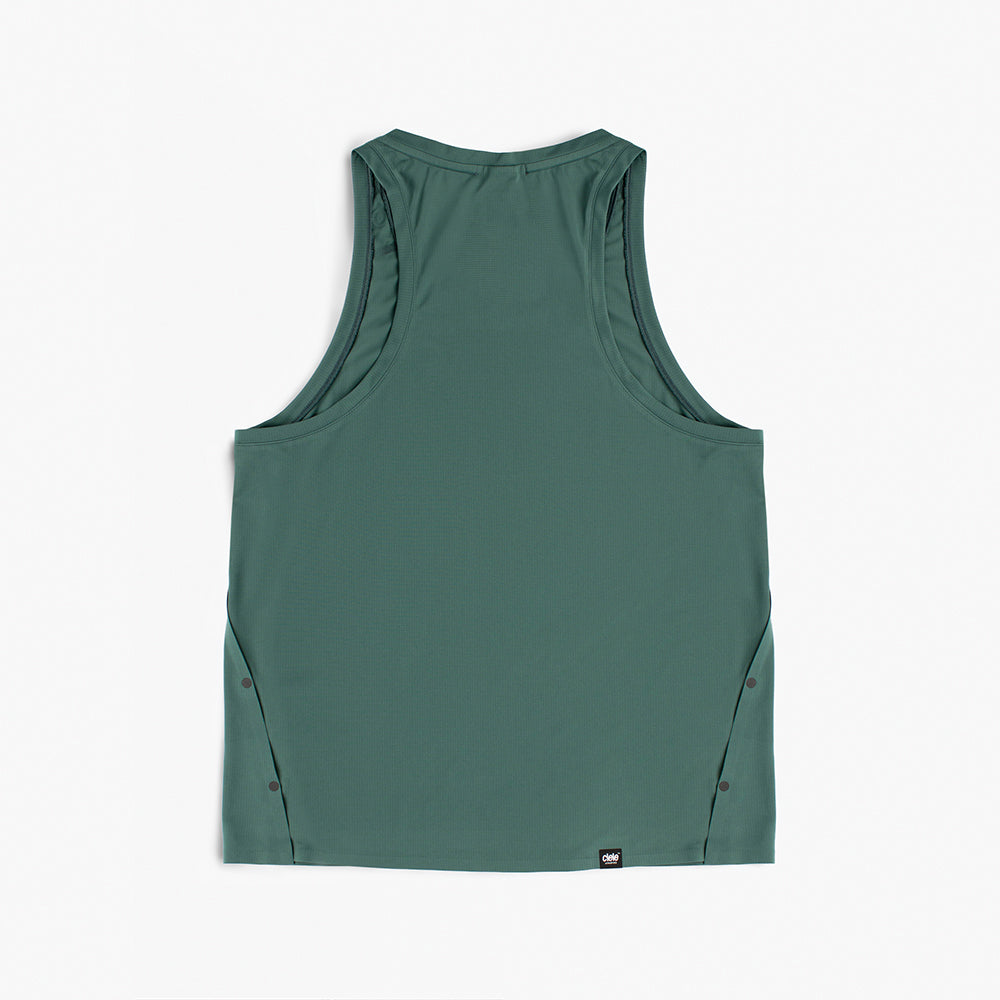 back view of ciele athletics FSTSinglet lightweight and performance driven singlet in silver pine