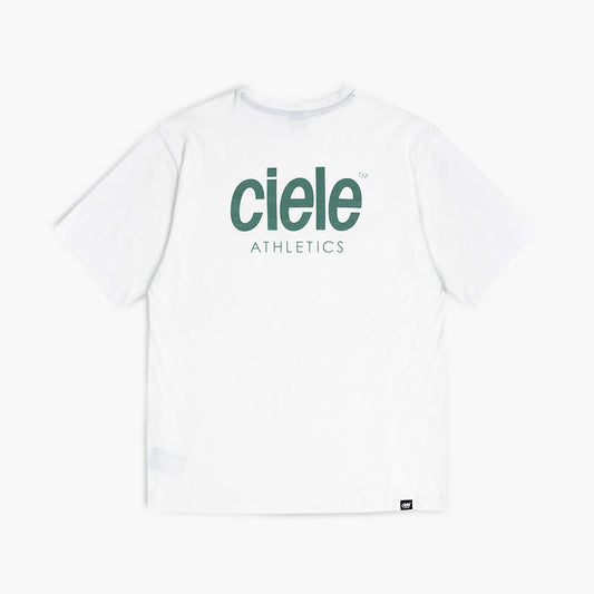 back view of ciele athletics unisex ORTShirt with athletics logo in white color