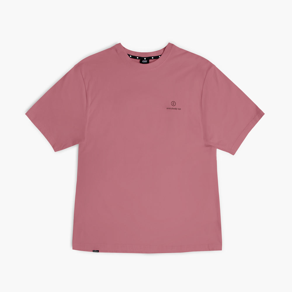 front view of ciele athletics unisex ORTShirt with everybody run logo in deco rose color