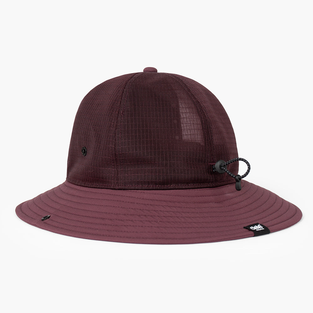 back view of the ciele athletics TRLBucket unisex running bucket hat in dark wine red color