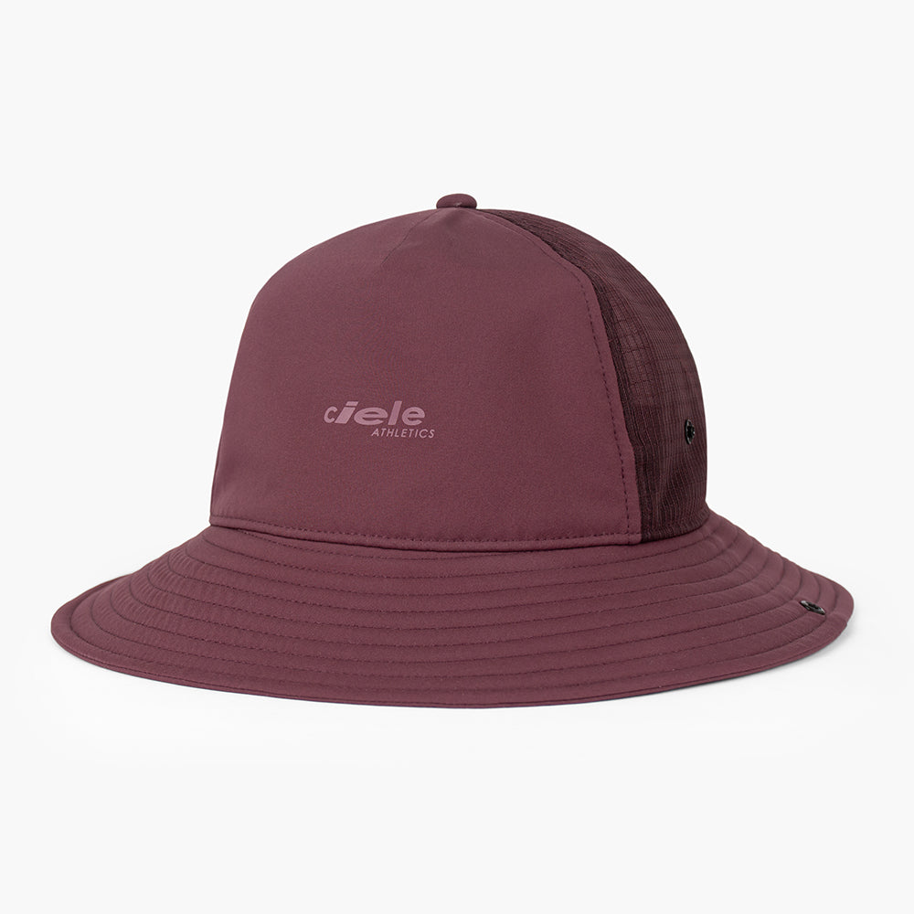front view of the ciele athletics TRLBucket unisex running bucket hat in dark wine red color