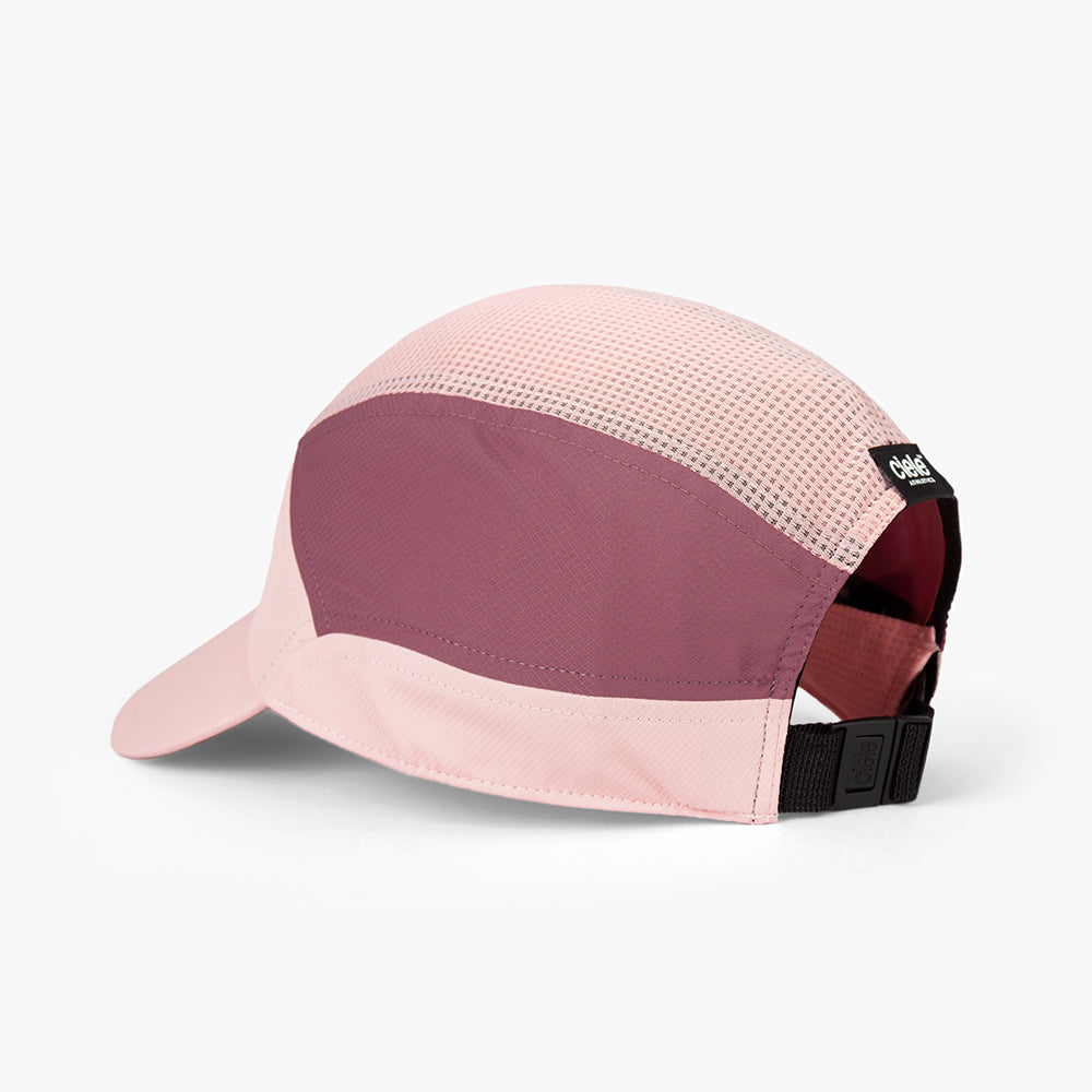 back view of ciele athletics FSTCap SC Classic C Side unisex running hat in peachskin color