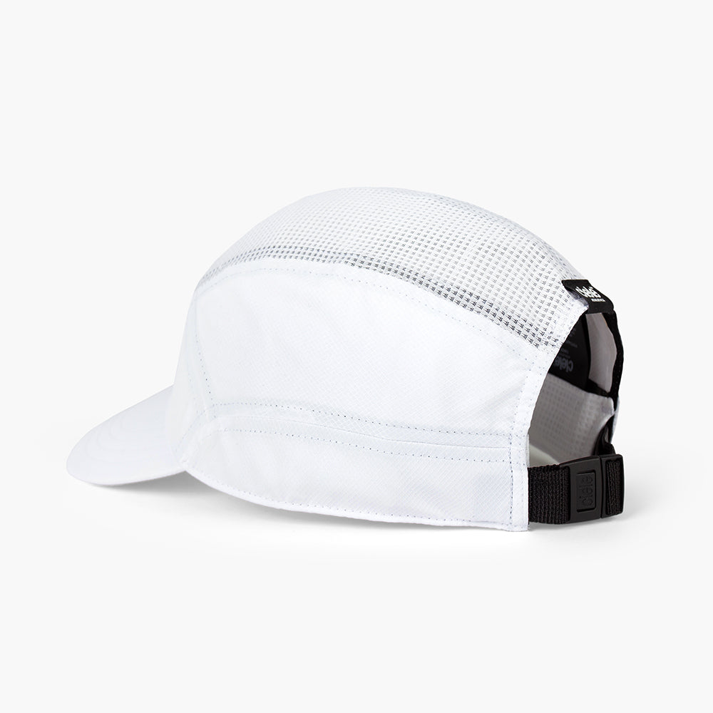 back view of ciele athletics FSTCap SC Classic C Side unisex running hat in whitaker color
