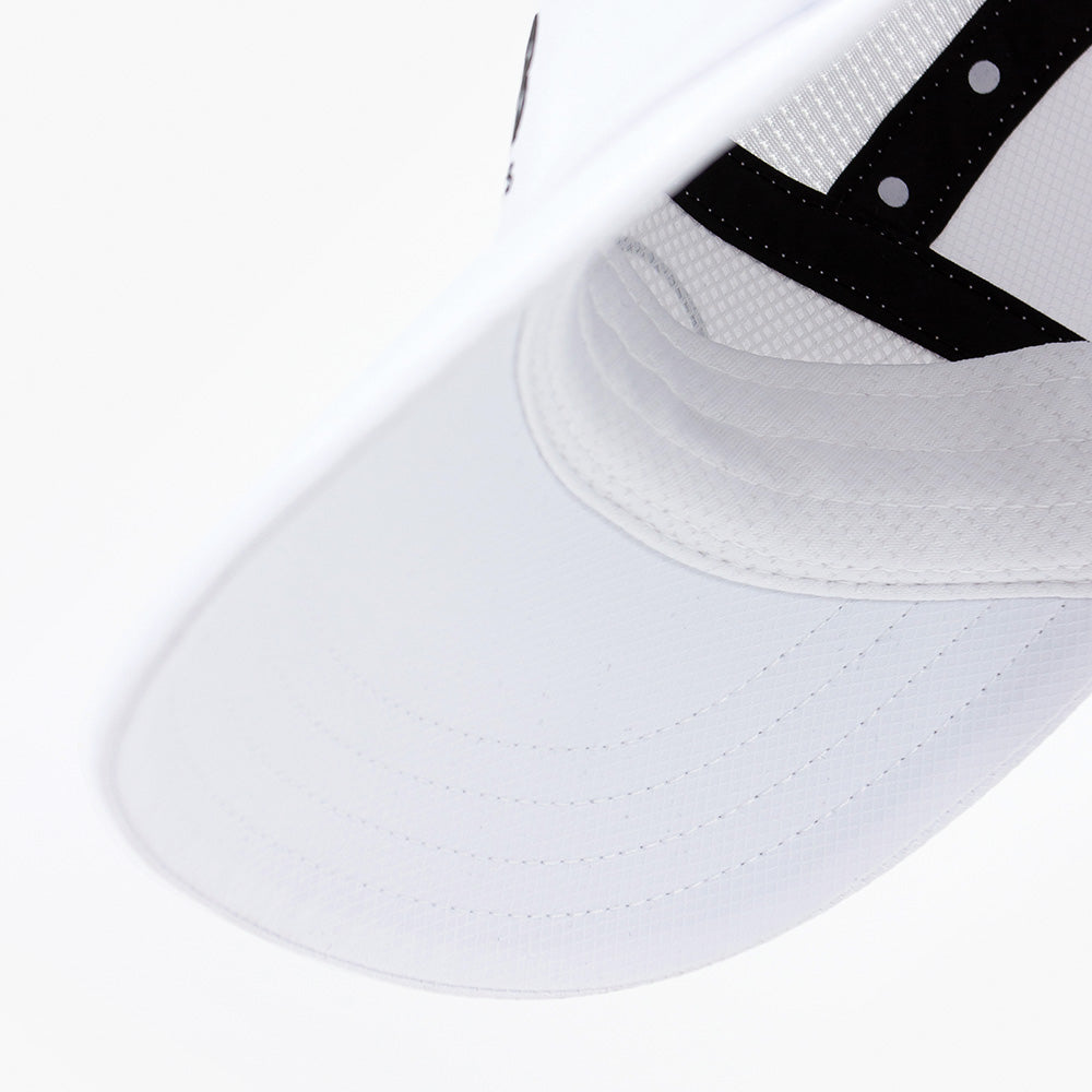 underbrim view of the ciele athletics FSTCap SC Classic C Side unisex running hat in whitaker color