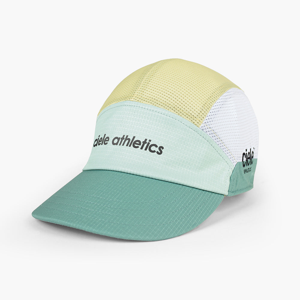 front view of ciele athletics GOCap SC Field Loopy unisex running hat in dusty turquoise color