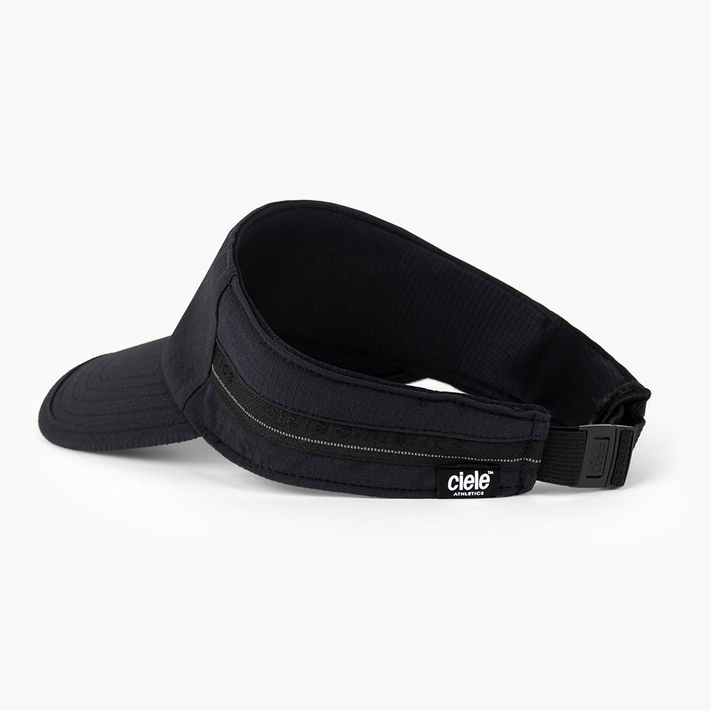back view of the ciele athletics TRLCap unisex running visor with a curved brim in black color