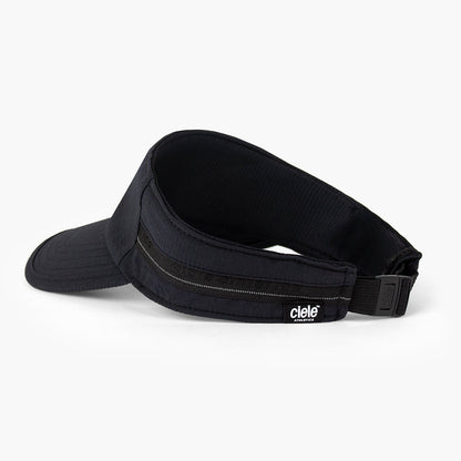 back view of the ciele athletics TRLCap unisex running visor with a curved brim in black color
