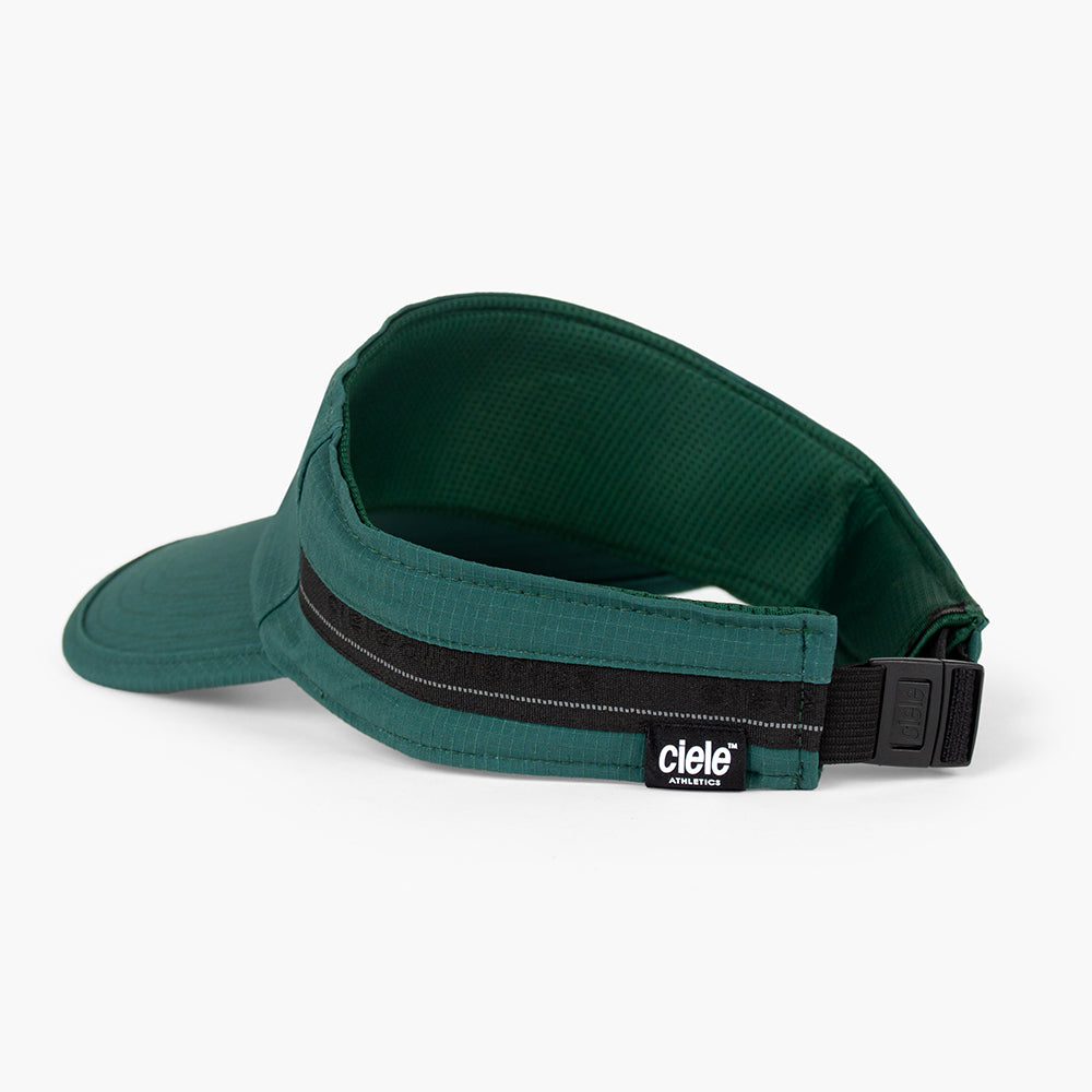 back view of the ciele athletics TRLCap unisex running visor with a curved brim in emerald color