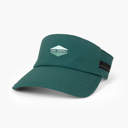 front view of the ciele athletics TRLCap unisex running visor with a curved brim in emerald color