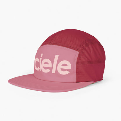 front view of ciele athletics GOCap Comp Century unisex running hat in deco rose merlot color