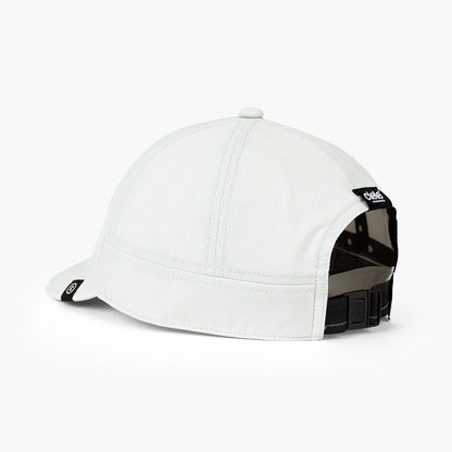 back view of ciele athletics CRWCap short brim unisex running hat with shorter brim from the Lifestyle Edition collection, in light grey color