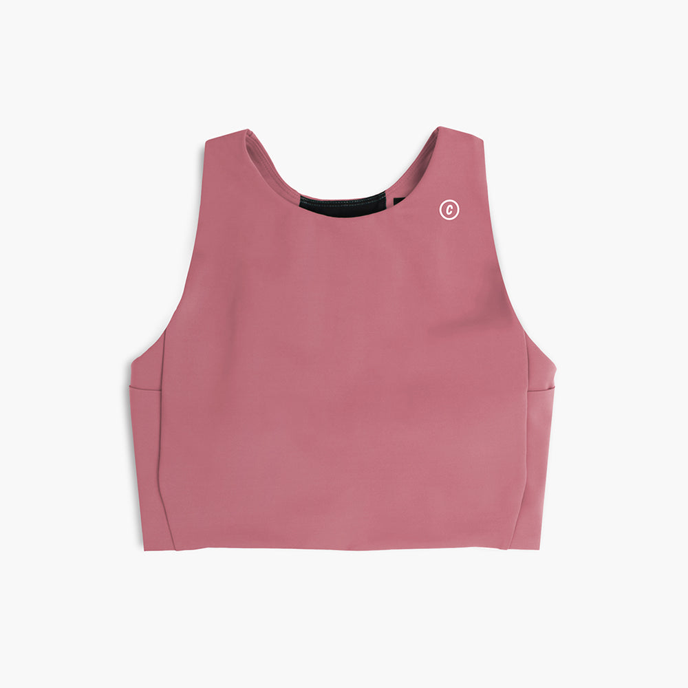 front view of ciele athletics FSTBra running bra in deco rose