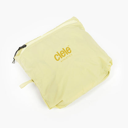 closeup view of the inside pocket logo of the ciele athletics VNTJacket lightweight running jacket for women in glade color