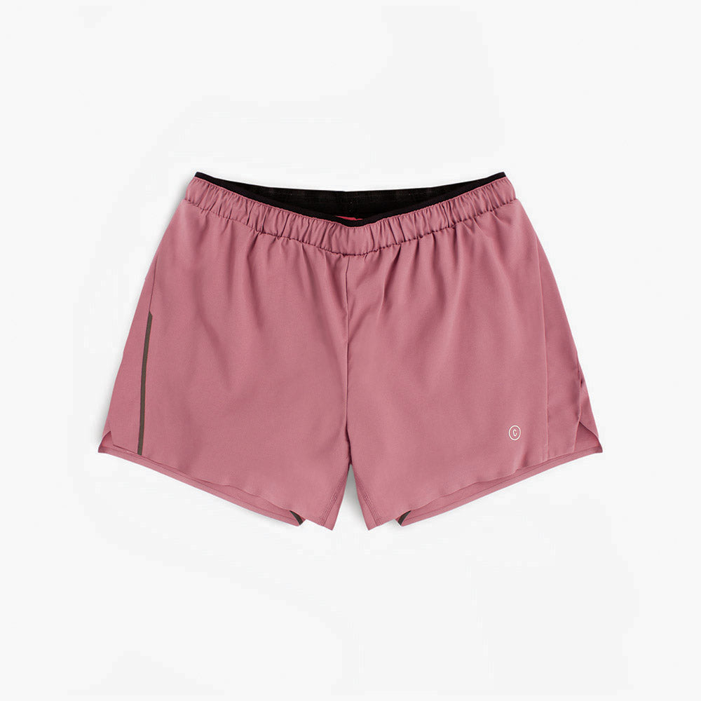 front view of ciele athletics DLYShort 4 inch with a long brief in deco rose color