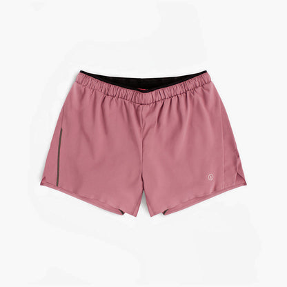 front view of ciele athletics DLYShort 4 inch with a long brief in deco rose color