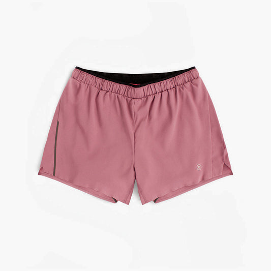 front view of ciele athletics DLYShort 4 inch with a long brief in deco rose color
