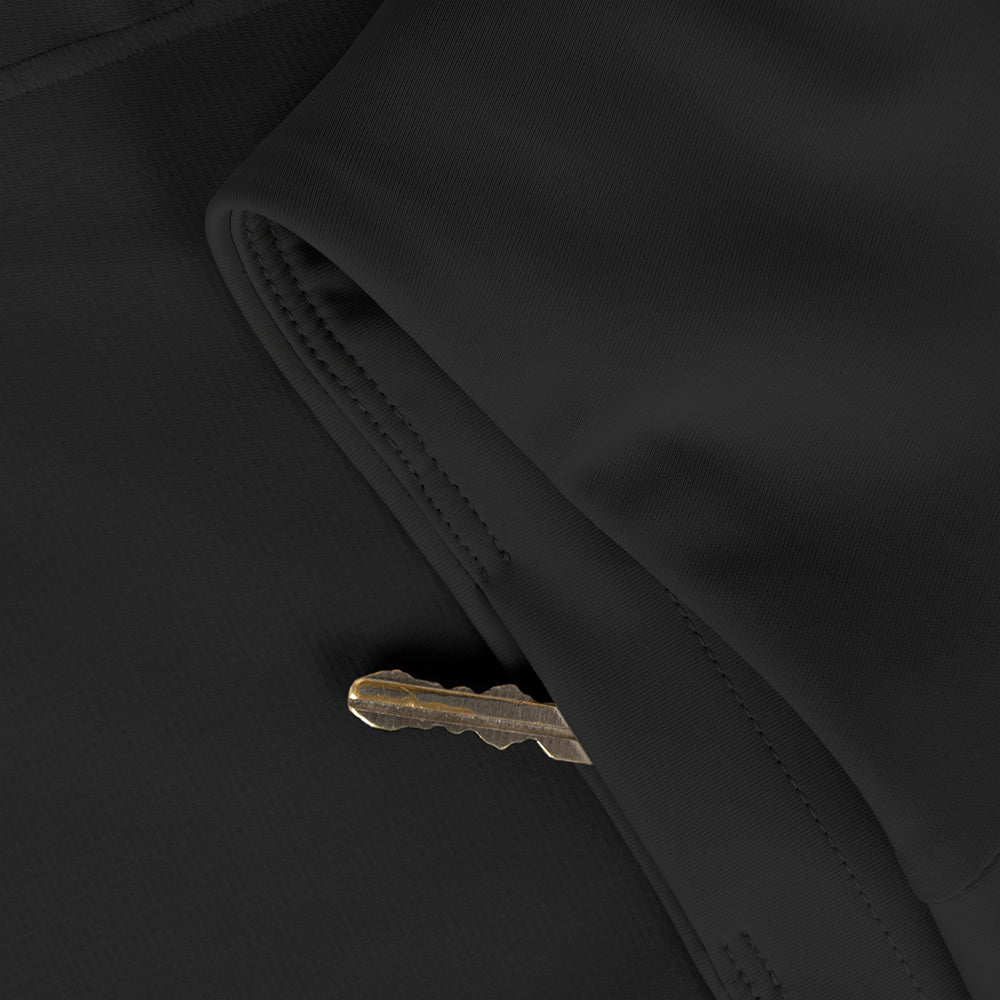 close view of the integrated front inside pocket on the ciele athletics TRNShort 4 inch with a brief in shadowcast color