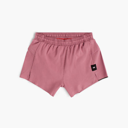 front view of ciele athletics ATShort 4 inch with liner short in deco rose color