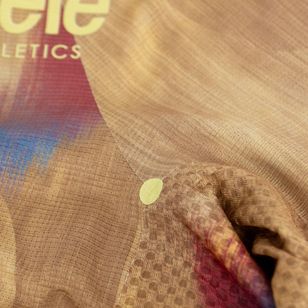 close up of the printed logo detail of the ciele athletics lightweight, race ready and performance driven T-Shirt for womens named RCDTShirt in sphinx color